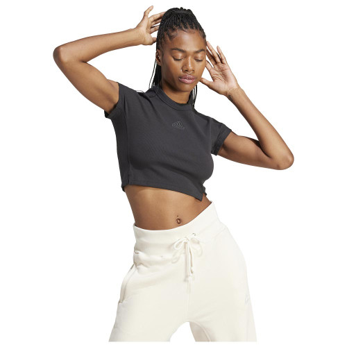 Adidas Γυναικεία κοντομάνικη μπλούζα Lounge Ribbed Crop Tee